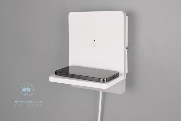 lightling LED Wandleuchte Filipp, LED fest integriert, Warmweiß, FLEXconnect, induktive Ladestation, USB & USB-C Anschluss, dimmbar