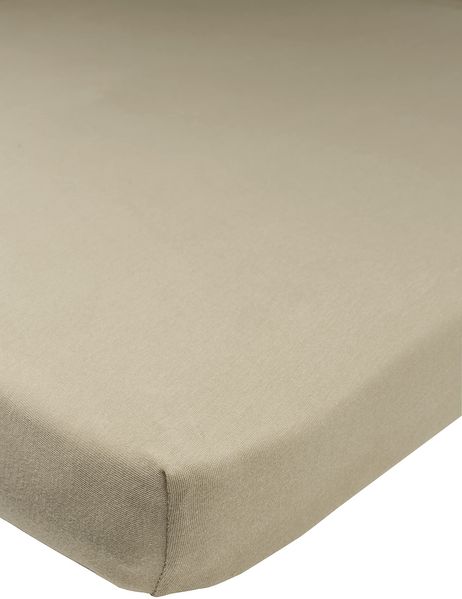 Meyco Baby Uni Spannbettlaken für die Laufgittermatratze (Bettlaken mit weicher Jersey-Qualität, aus 100% Baumwolle, perfekte Passform durch Rundum-Gummizug, atmungsaktiv, Maße: 75x95 cm), Taupe