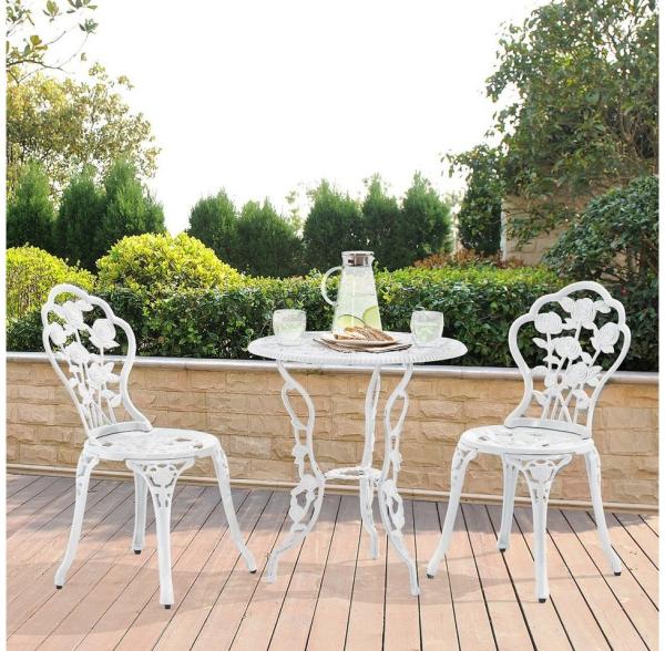casa. pro Balkonset, (3-tlg), »Wakefield« Tisch mit 2 Stühlen Bistro-Set Weiß