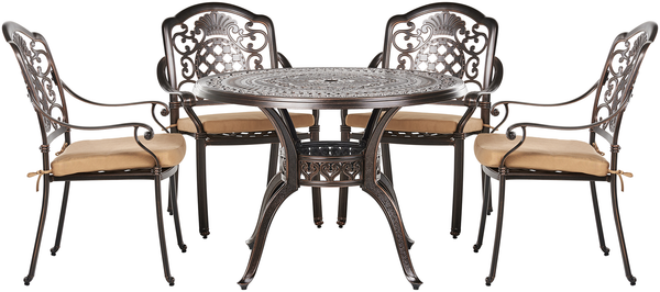 Beliani 'SALENTO' Gartentisch Set, Metall dunkelbraun, 102x102x72 cm