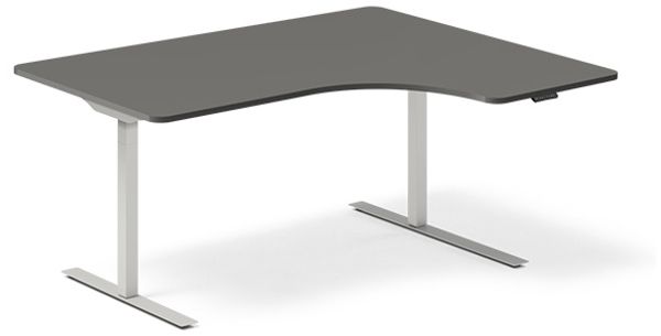 Höhenverstellbarer Tisch DNA anthrazit 1600x1200 mm links 2-Bein/schwarz