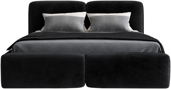 Polsterbett OLKE 160x200 ohne Matratze mit Bettkasten und Lattenrost. Farbe: Schwarz 20