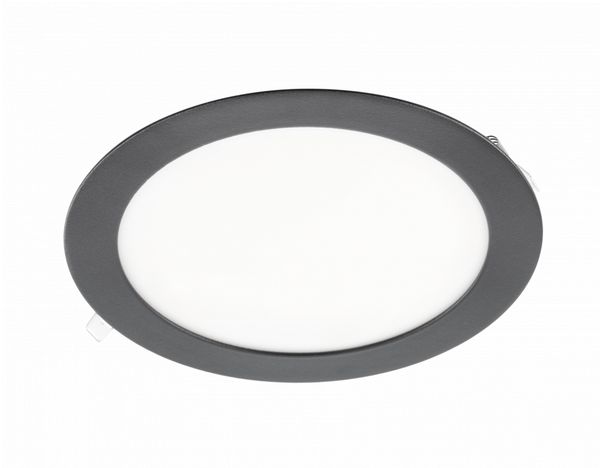 12W Runde LED Einbauleuchte slim Panel Spot mit schwarzen Rahmen Ø 168mm 1020 Lumen Warmweiß (3000 K)