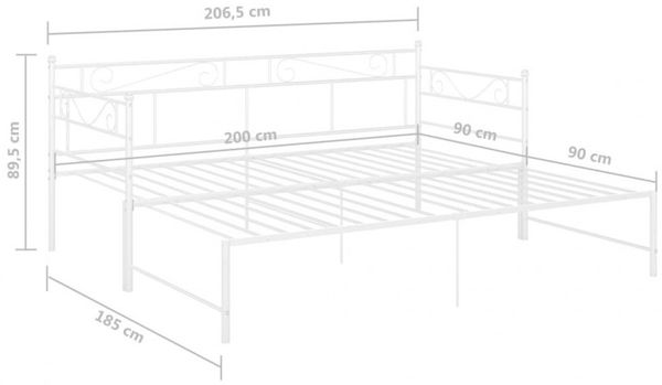 vidaXL Auszieh-Bettgestell, Metall, weiß, 90x200 cm Bild 11