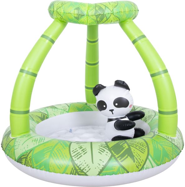SunClub Baby Planschbecken Panda Ø 98 x 80 cm mit Dach und aufblasbarem Boden