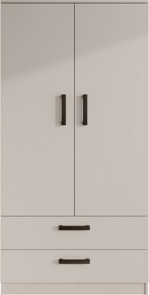Beautysofa Kleiderschrank TREND 2-türig mit Selbsteinzug, Kleiderstange und 5 Einlegeböden (verschiedene Farben, mit oder ohne Schubladen)
