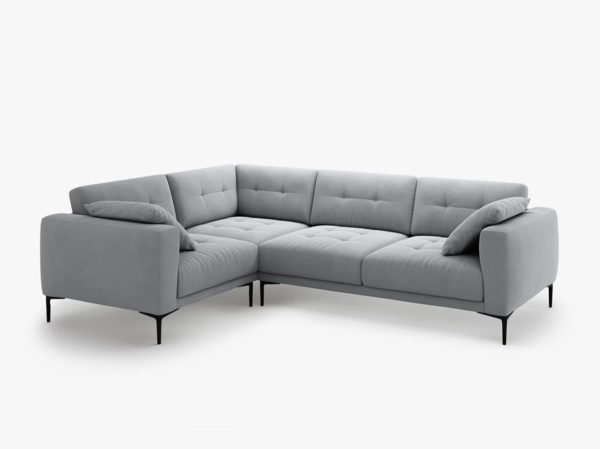 Micadoni Ecksofa Bemy 4-Sitzer Links Samt Grau