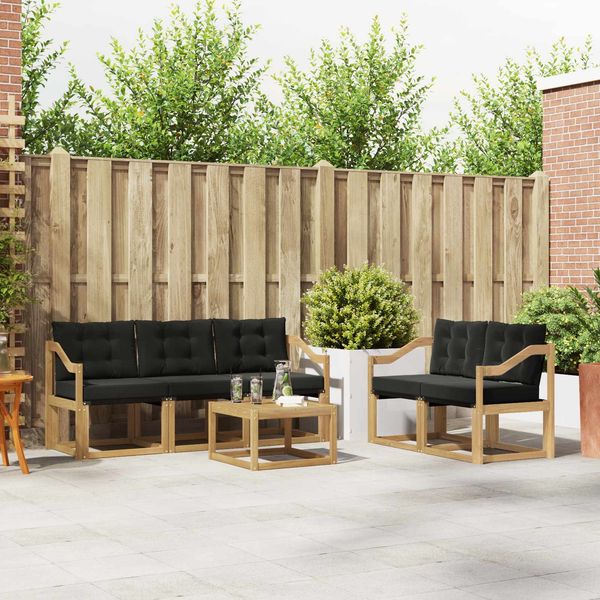 vidaXL Outdoor-Sofagarnitur mit Kissen 6 pcs Weiß und Schwarz 3389222