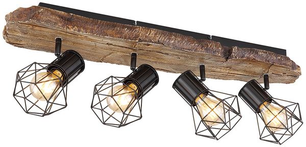 Deckenlampe, Holzoptik, schwarz braun, verstellbar, L 78 cm