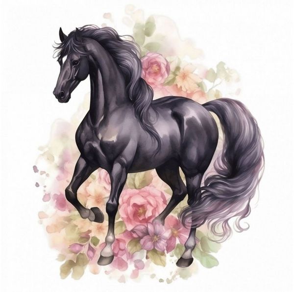 nikima Wandtattoo 245 Wandtattoo Pferd Rappe schwarz - Größe 500 x 500 mm (PVC-Folie), in 4 vers. Größen
