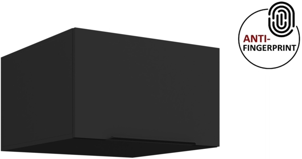 Küchen Aufsatzschrank 60 cm ARIA Schwarz ultra matt + Schwarz matt, hochwertige Fronten mit Anti Fingerprint Beschichtung Küchenzeile Küchenblock