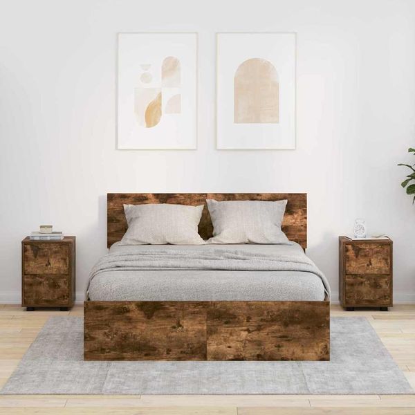 vidaXL Nachttische 2 pcs Geräucherte Eiche 30,5 x 30 x 43 cm 888808