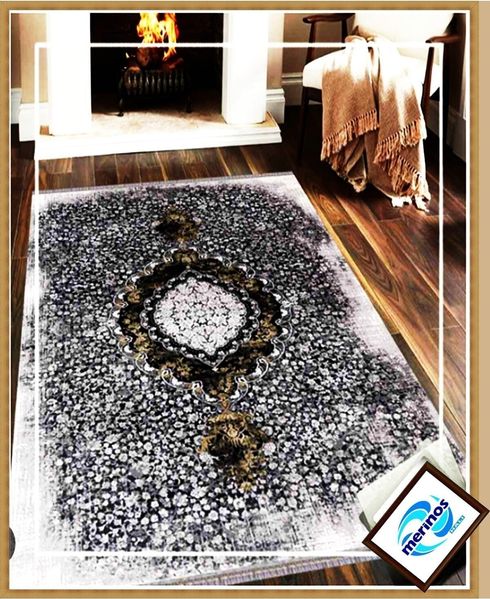 Rodin Dick Gewebter Teppich 200 x 290 cm Acryl Schwarz 88781399 [en. casa]