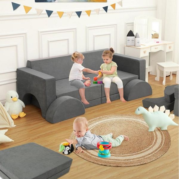 GarveeMore Kindersofa Modulares Spielsofa 8-teilig 153x65x53cm