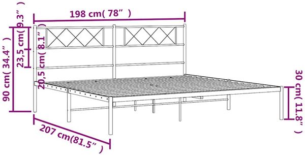 vidaXL Bettgestell mit Kopfteil, Metall, Schwarz, 193x203 cm Bild 10