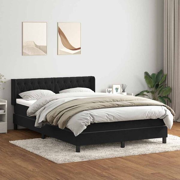 vidaXL Boxspringbett mit Matratze Schwarz 160x210 cm Samt 3318371