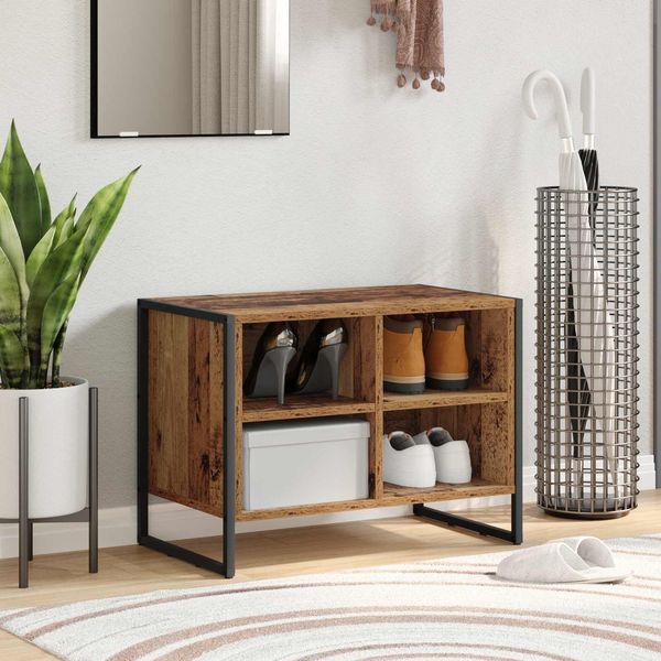 vidaXL Schuhschrank mit Speicher Altholz 60 x 35 x 44 cm Holzwerkstoff 886460