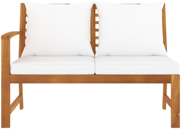 vidaXL Gartenbank 114,5 cm mit Cremeweißen Kissen Massivholz Akazie 311836