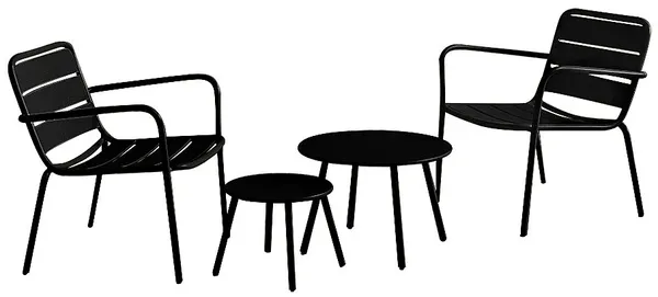 Vente-unique - MIRMANDE Gartensitzgruppe Metall Schwarz - B 67,5 cm60 cm x H 71,5 cm34 cm x L 60 cm