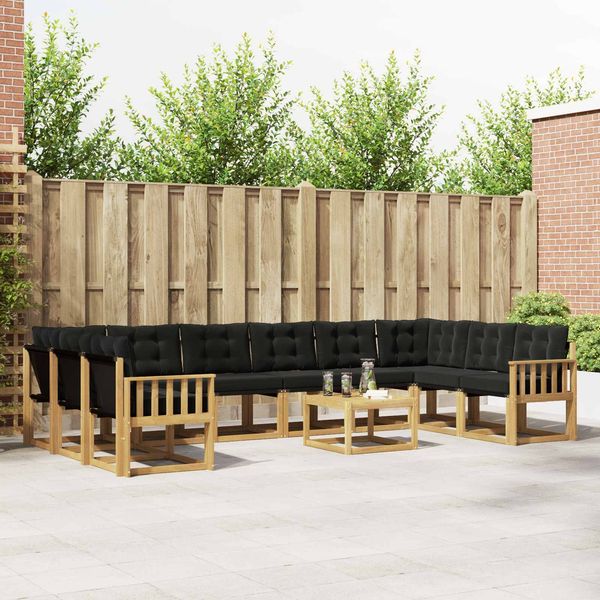 vidaXL Outdoor-Sofagarnitur mit Kissen 11 pcs Weiß und Schwarz 3389930