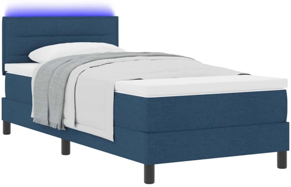 vidaXL Boxspringbett mit Matratze mit Kopfteil Blau 90 x 190 cm Stoff 3342099 Bild 2