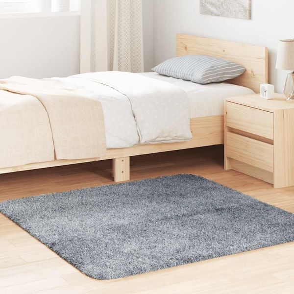 vidaXL Teppich Shaggy Hochflor NAVARRA Hellgrau 120x120 cm Polyester 4102866