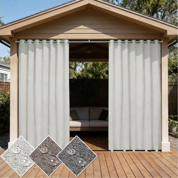 Sunicol Outdoorvorhang Wetterfest 100% Blickdichte Gardinen mit Ösen Sonnenschutz Sichtschutz (2 St), Extra breit Winddicht Terrasse Vorhänge für Pavillon/Balkon