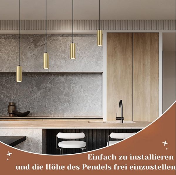 Nettlife Pendelleuchte Esszimmer 4 Flammig GU10 Holz Weiß Metall Hängeleuchte Vintage, Höhenverstellbar, LED wechselbar, Pendellampe für Esszimmer Küche Café Wohnzimmer