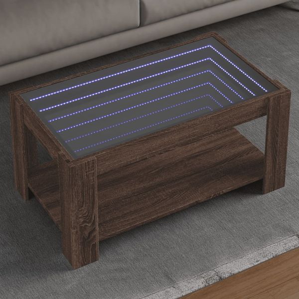 vidaXL LED-Couchtisch Braun Eichen-Optik 93x53x45 cm Holzwerkstoff 847559