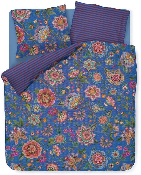PIP Studio Perkal Bettwäsche 155x220 Bombay Bold Dark Blue Blüten Asia Wende