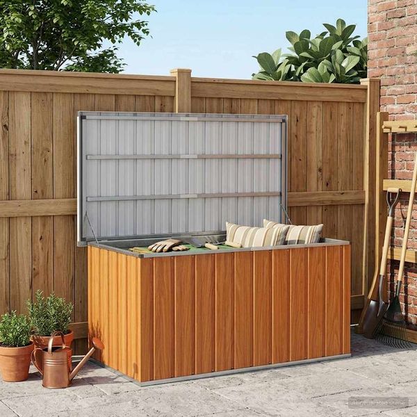 vidaXL Außenlagerbox Holz 129 x 67 x 65 cm Verzinkter Stahl 42039097
