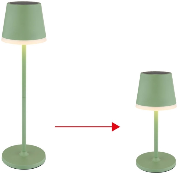 LED Solar Tischleuchte, blassgrün, 2 Höhen möglich, H 41 cm