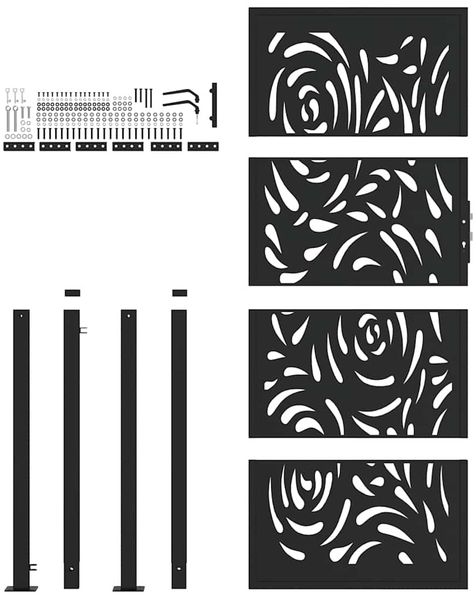 vidaXL Gartentor Schwarz 100x200 cm Stahl Flammendesign 4100993 Bild 4