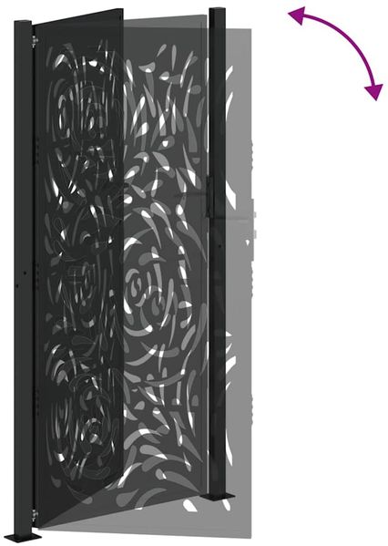 vidaXL Gartentor Schwarz 100x200 cm Stahl Flammendesign 4100993 Bild 7