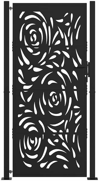 vidaXL Gartentor Schwarz 100x200 cm Stahl Flammendesign 4100993 Bild 3