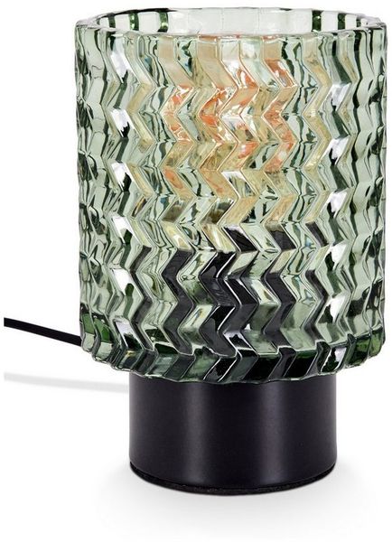 hofstein Tischleuchte Tischlampe aus Metall/Glas in Schwarz/Grün, ohne Leuchtmittel, Glasschirm (11cm), An/-Auschalter am Kabel, 1x E27, ohne Leuchtmittel