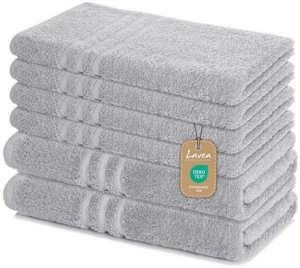 Lavea Handtuch Set Elena, Duschtücher, Handtücher, Gästetücher, Waschhandschuhe, 100% Baumwolle (Set, 6-St), Frottierserie, weich & saugstark, pflegeleicht, 500 g/m² Frottier