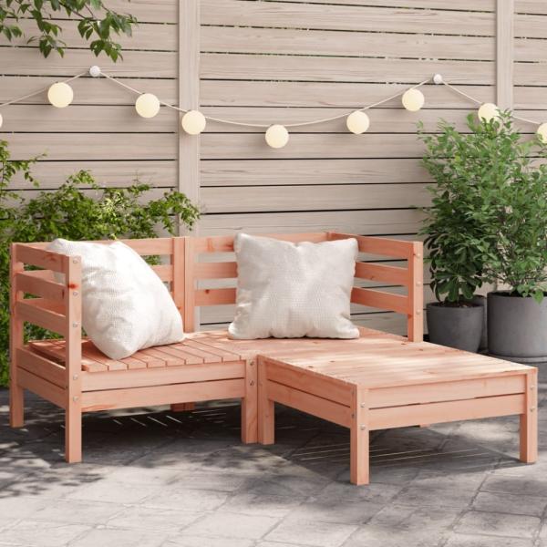 vidaXL Gartensofa 2-Sitzer mit Hocker Massivholz Douglasie 838024