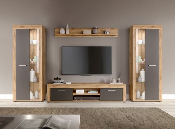 INOSIGN Wohnwand Aosta, Breite 310cm, best. aus: 2x Vitrine, Lowboard, Wandboard, Wohnwand, Kombination, Anbauwand, Möbel Set, Schrankwand, Möbel Kombi