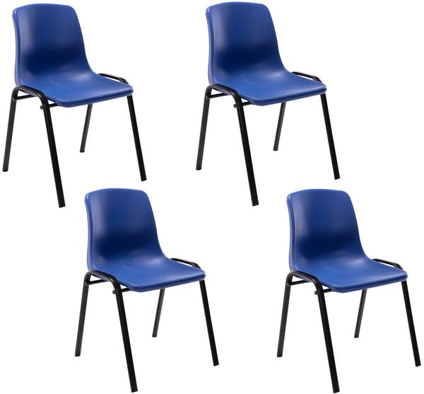 CLP 4er Set Stapelstuhl Nowra Kunststoff stapelbar und mit modernem Design,blau