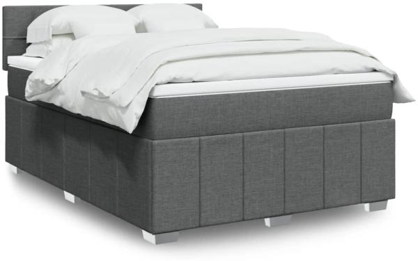 vidaXL Boxspringbett mit Matratze Dunkelgrau 160x200 cm Stoff 3289420