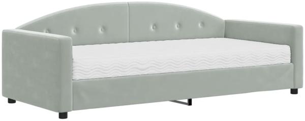 vidaXL Tagesbett mit Matratze Hellgrau 90x200 cm Samt 3197277
