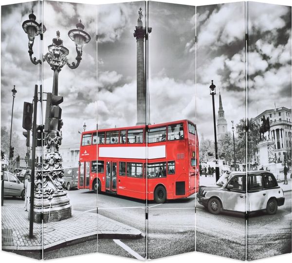 vidaXL Raumteiler klappbar 228 x 170 cm London Bus Schwarz-Weiß 245876
