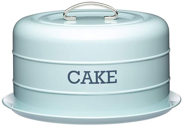KitchenCraft Kuchenbehälter Tortenglocke Kuchenbox Vintage blau LNCTBLU