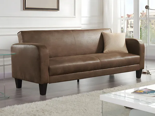 Vente-unique - INICIO Sofa StoffStoff Braun - B 83 cm x H 85 cm x L 215 cm