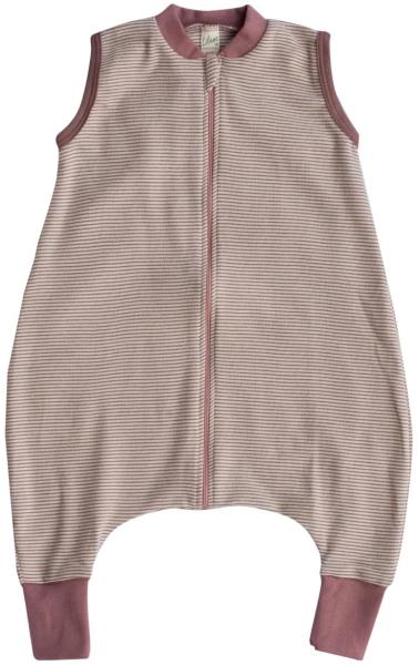 Lilano, Schlafsack mit Bein, geringelt, Merinowolle (kbT), Seide, 210 g/m² (Mauve/Natur, 98-104) Bild 1