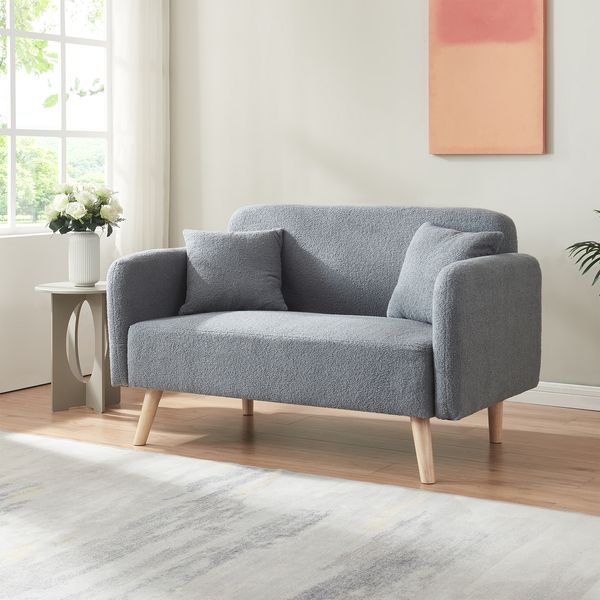2-Sitzer Sofa Midt 132x70x81 cm Bouclé Grau [en. casa]