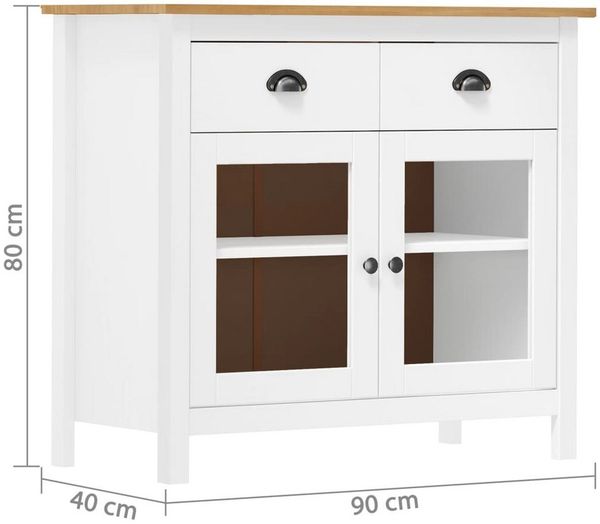 vidaXL Sideboard Hill Weiß 90x40x80 cm Massivholz Kiefer 288942 Bild 3