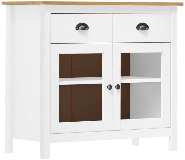vidaXL Sideboard Hill Weiß 90x40x80 cm Massivholz Kiefer 288942