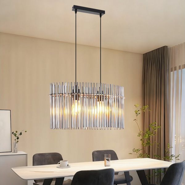Nettlife Pendelleuchte Retro Schwarz/Gold 2 Flammig- Hängelampe mit Glas Schirm Ø 60cm E27, ohne Leuchtmittel, Esstischlampe für Wohnzimmer Küche